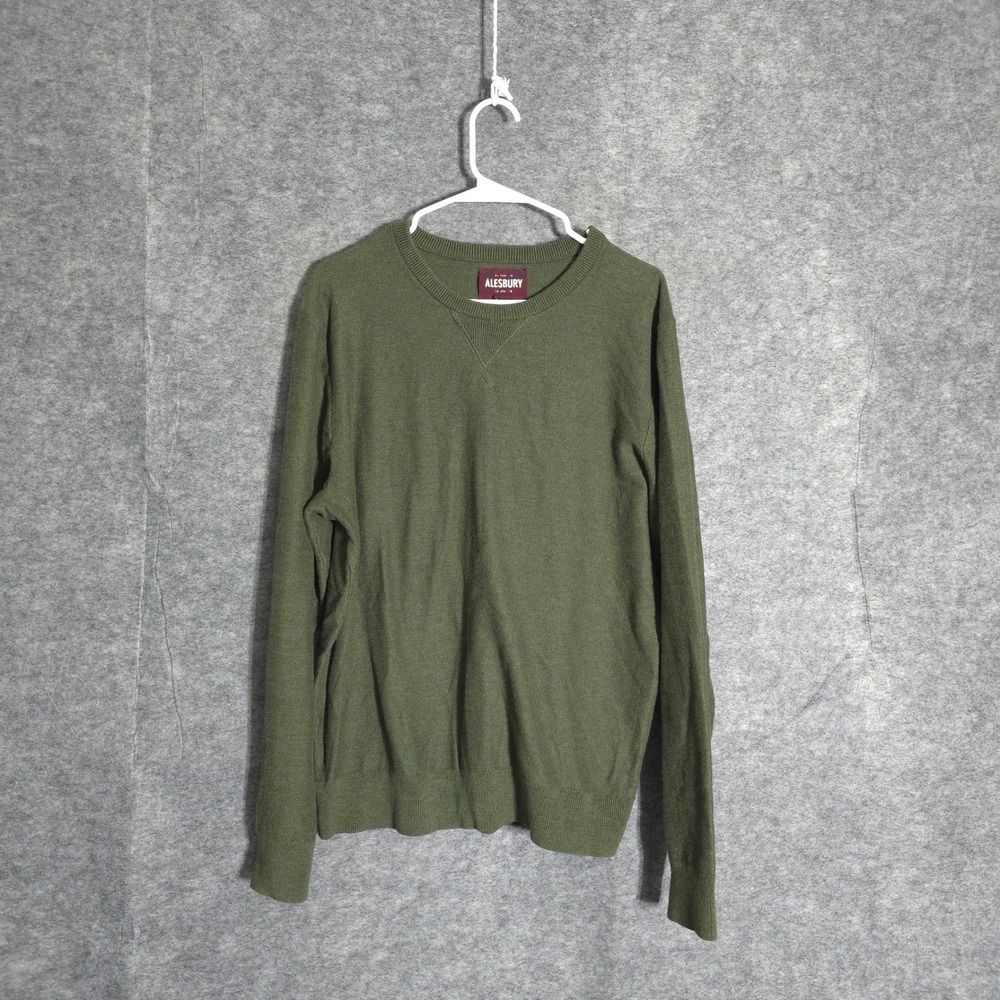 Alesbury Crewneck Sweater Mens L Army Green Knit Long Sleeve Pullover Huckberry